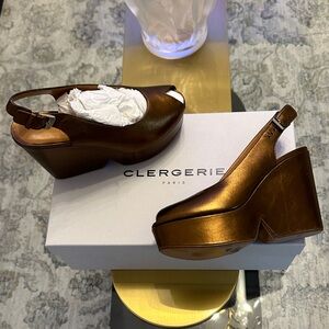 Robert Clergerie Metallic Brown Platform Wedges